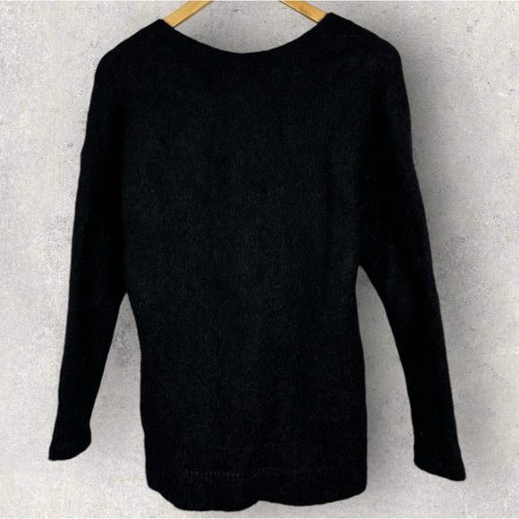 Sezane Black Charles Cardigan Knit Sweater Size Large Mohair V-Neck Merino Wool - Picture 4 of 14